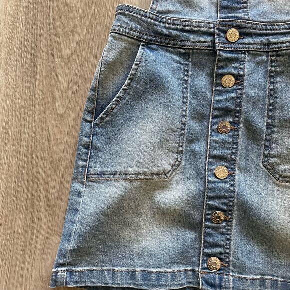 Celebrity Pink Overall Denim Dress Girls M Blue Light Wash Adjustable Button Up - Picture 5 of 14